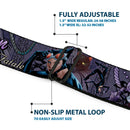 Catwoman Face Full Color Purple Seatbelt Belt - CATWOMAN-NINE LIVES OF A FELINE FATALE Pose2/Jewelry/Black Cat Purples Webbing