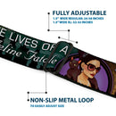 CATWOMAN Bombshell Face Full Color Purple Seatbelt Belt - CATWOMAN-NINE LIVES OF A FELINE FATALE Bombshell Pose/Diamonds Webbing