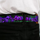 Catwoman Whip Pose Face CLOSE-UP Full Color Black Greens Purples Seatbelt Belt - CATWOMAN Whip Pose/Graffiti Black/Greens/Purples Webbing