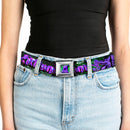 Catwoman Whip Pose Face CLOSE-UP Full Color Black Greens Purples Seatbelt Belt - CATWOMAN Whip Pose/Graffiti Black/Greens/Purples Webbing