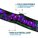 Catwoman Whip Pose Face CLOSE-UP Full Color Black Greens Purples Seatbelt Belt - CATWOMAN Whip Pose/Graffiti Black/Greens/Purples Webbing