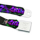 Catwoman Whip Pose Face CLOSE-UP Full Color Black Greens Purples Seatbelt Belt - CATWOMAN Whip Pose/Graffiti Black/Greens/Purples Webbing