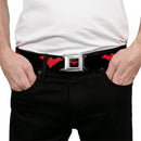 Nightwing Logo Full Color Black Red Seatbelt Belt - Nightwing Logo Black/Red Webbing
