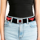 Nightwing Logo Full Color Black Red Seatbelt Belt - Nightwing Logo Black/Red Webbing