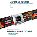 DC COMICS BOMBSHELLS Logo Full Color Black/Pinks/Yellow Seatbelt Belt - DC Bombshell Pin-Up Girls Webbing