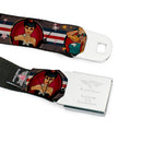 DC COMICS BOMBSHELLS Logo Full Color Black/Pinks/Yellow Seatbelt Belt - DC Bombshell Pin-Up Girls Webbing