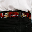 DC BOMBSHELLS Star Rays Full Color Blues Seatbelt Belt - KATANA Poses & Samurai Dragons/Rays Reds/Black Webbing