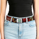 DC BOMBSHELLS Star Rays Full Color Blues Seatbelt Belt - KATANA Poses & Samurai Dragons/Rays Reds/Black Webbing