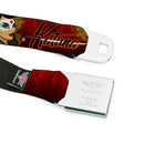 DC BOMBSHELLS Star Rays Full Color Blues Seatbelt Belt - KATANA Poses & Samurai Dragons/Rays Reds/Black Webbing