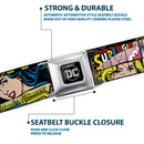 DC Round Logo Black/Silver Seatbelt Belt - Superheroines Wonder Woman/Supergirl/Batgirl Webbing