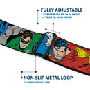 DC Round Logo Black/Silver Seatbelt Belt - Justice League Superheroes CLOSE-UP New Webbing