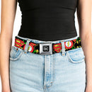 DC Round Logo Black/Silver Seatbelt Belt - Justice League Stacked Logos Webbing