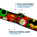 DC Round Logo Black/Silver Seatbelt Belt - Justice League Stacked Logos Webbing