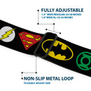 DC Round Logo Black/Silver Seatbelt Belt - Justice League Superhero Logos Webbing