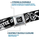 DC Round Logo Black/Silver Seatbelt Belt - JUSTICE LEAGUE Superheroes Retro Pop White/Black Webbing