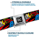 DC Round Logo Black/Silver Seatbelt Belt - Classic Batman/Joker & Superman/Lex Luthor Halftone Black/Blue Webbing