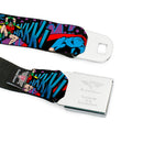 DC Round Logo Black/Silver Seatbelt Belt - Batman/Robin/Superman Pose/Logo Dot Black/Purple Webbing