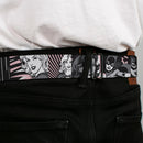 DC Round Logo Black/Silver Seatbelt Belt - Batgirl/Wonder Woman/Supergirl Retro Panels Black/Pink/White Webbing
