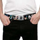 DC COMICS FOREVER EVIL Logo Black/Silver Seatbelt Belt - Justice League Villains CLOSE-UP Webbing