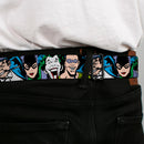 DC COMICS FOREVER EVIL Logo Black/Silver Seatbelt Belt - Justice League Villains CLOSE-UP Webbing
