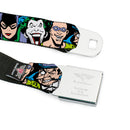 DC COMICS FOREVER EVIL Logo Black/Silver Seatbelt Belt - Justice League Villains CLOSE-UP Webbing