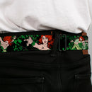 POISON IVY Script Leaves Full Color Greens Black Seatbelt Belt - DC Originals Poison Ivy 3-Poses/Ivy Black/Greens Webbing