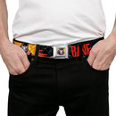 Bane Face Explosion Full Color Seatbelt Belt - BANE Pose/Explosion Bat Signal/Chanlink Black/Gray/Reds Webbing