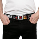 Suicide Squad Target Full Color Black/Red Seatbelt Belt - DEADSHOT Face/Pose/Targets/Bullets Webbing