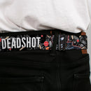 Suicide Squad Target Full Color Black/Red Seatbelt Belt - DEADSHOT Face/Pose/Targets/Bullets Webbing