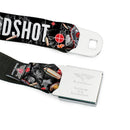 Suicide Squad Target Full Color Black/Red Seatbelt Belt - DEADSHOT Face/Pose/Targets/Bullets Webbing