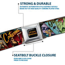 DC COMICS BOMBSHELLS Rays Full Color Black Gray Orange-Red Fade Seatbelt Belt - 8-DC Bombshell Comic Book Covers Stacked Webbing