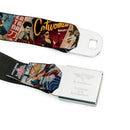 DC COMICS BOMBSHELLS Rays Full Color Black Gray Orange-Red Fade Seatbelt Belt - 8-DC Bombshell Comic Book Covers Stacked Webbing