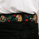 DC COMICS BOMBSHELLS Rays Full Color Black Gray Orange-Red Fade Seatbelt Belt - BLACK CANARY Bombshell Pose/Roses Greens/Reds/Yellow Webbing