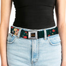 DC COMICS BOMBSHELLS Rays Full Color Black Gray Orange-Red Fade Seatbelt Belt - BLACK CANARY Bombshell Pose/Roses Greens/Reds/Yellow Webbing