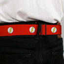 Flash Logo Black Seatbelt Belt - Flash Logo Red/White/Yellow Webbing