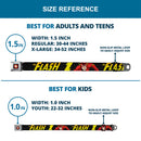 Flash Logo Full Color Black Seatbelt Belt - THE FLASH Running Action Pose/Lightning Bolt Halftone Dots Black/Grays/Yellows Webbing