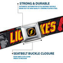 Flash Logo4 Full Color Black Yellow Red Seatbelt Belt - The Flash Running Poses LIGHTNING STRIKES Grays/Red/Yellow Webbing
