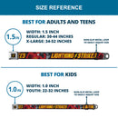 Flash Logo4 Full Color Black Yellow Red Seatbelt Belt - The Flash Running Poses LIGHTNING STRIKES Grays/Red/Yellow Webbing