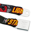 Flash Logo4 Full Color Black Yellow Red Seatbelt Belt - The Flash Running Poses LIGHTNING STRIKES Grays/Red/Yellow Webbing