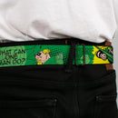 GREEN ARROW Logo Full Color Black Green Seatbelt Belt - GREEN ARROW Poses WHAT CAN ONE MAN DO? Greens/Black Webbing