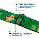 GREEN ARROW Logo Full Color Black Green Seatbelt Belt - GREEN ARROW Poses WHAT CAN ONE MAN DO? Greens/Black Webbing