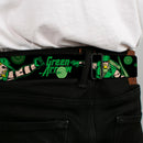 GREEN ARROW Logo Full Color Black Green Seatbelt Belt - GREEN ARROW Action Poses/Targets Black/Greens Webbing