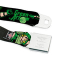 GREEN ARROW Logo Full Color Black Green Seatbelt Belt - GREEN ARROW Action Poses/Targets Black/Greens Webbing