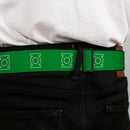 Green Lantern Logo CLOSE-UP White Green Seatbelt Belt - Green Lantern Logo Green/White Webbing