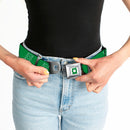 Green Lantern Logo CLOSE-UP White Green Seatbelt Belt - Green Lantern Logo Green/White Webbing