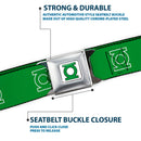 Green Lantern Logo CLOSE-UP White Green Seatbelt Belt - Green Lantern Logo Green/White Webbing