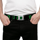 Green Lantern Logo CLOSE-UP Black Green Seatbelt Belt - Green Lantern Logo Black/Green Webbing