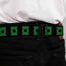Green Lantern Logo CLOSE-UP Black Green Seatbelt Belt - Green Lantern Logo Black/Green Webbing