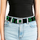 Green Lantern Logo CLOSE-UP Black Green Seatbelt Belt - Green Lantern Logo Black/Green Webbing