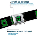 Green Lantern Logo CLOSE-UP Black Green Seatbelt Belt - Green Lantern Logo Black/Green Webbing